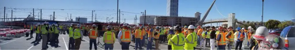 Large Hands On Labor crew at construction site