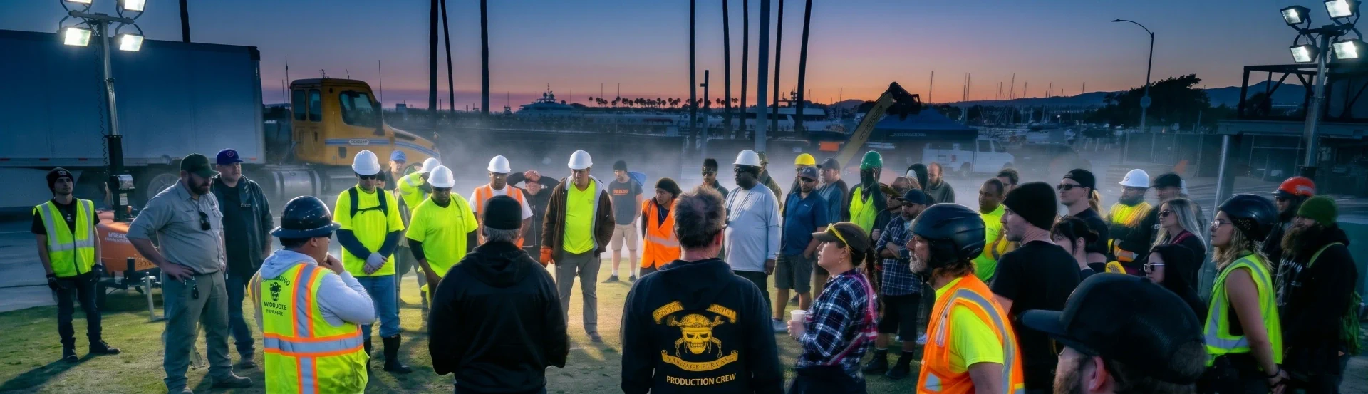 Hands On Labor infrastructure utility support crew in safety coordination briefing
